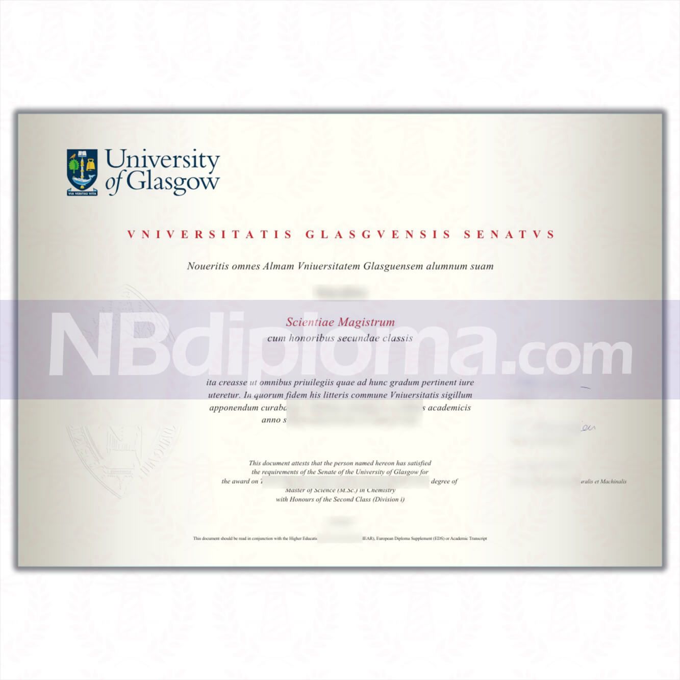 Glasgow University Certificate格拉斯哥大學畢業證書